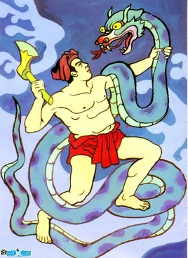 Thach Sanh killing the Ogre