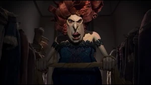 Snatcher as Madam Frou Frou about to strangle Eggs.