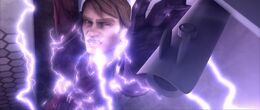 Anakin electrified by a magnetic grid.