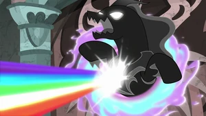 The Pony of Shadows' breakdown as he attempts to pull himself out of the portal.