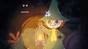 The Groke as she appears in the Moomin video game Snufkin Melody of Moominvalley.