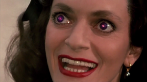 Pamela with purple eyes.