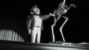 "Gentleman, I give you the monster of Paradise Falls!"- Muntz shows the skeleton of a large flightless bird