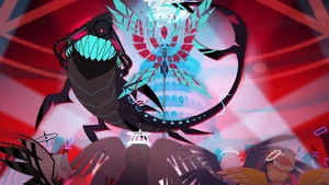 Vox rises to power, as he shows off his partial full demon form as he rallies his demon shark and all the sinners against Sera and the other angels, declaring war and enlisting fear into them.