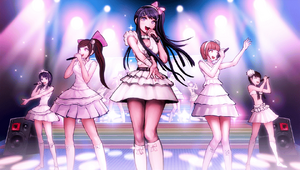 Danganronpa 1 CG - Sayaka Maizono singing with her idol group