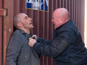 Phil Mitchell attacks Hardcastle's associate, Midge, for kidnapping both Louise and Keanu.