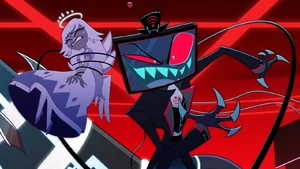 "Leading your friends into disaster yet again!" Vox taunting Charlie while taking Emily hostage.