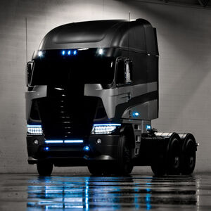 Galvatron in his truck mode, a 2014 Freightliner Argosy over cab truck in Age of Extinction.