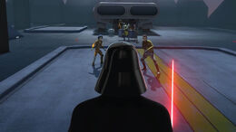 Vader about to confront the rebels.