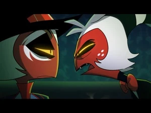 Moxxie standing up to his father, Crimson.
