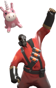 The Pyro with the Balloonicorn.