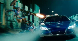 Sideways fleeing from Arcee, Chromia and Elita-One