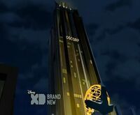 The Oscorp Tower as seen in Ultimate Spider-Man.