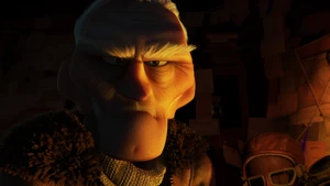 Muntz's evil stare when he hears what Russell talks about Kevin.