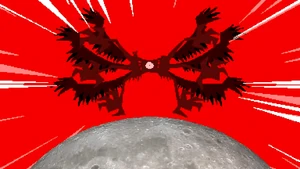 Ring-A-Ding's defeat as the Moon gets hurled back at him.