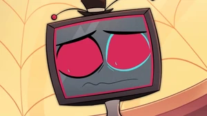 Vox hurt by Alastor’s harsh words.