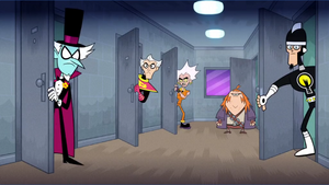 Punk Rocket living in his apartment, alongside other villains.