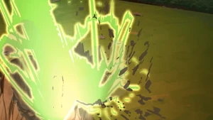 The Second Coming attacks the Dark Lord with extra-powerful laser eyes.