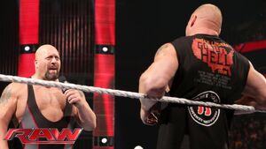 Brock Lesnar confronted by the Big Show