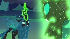 Queen Chrysalis preparing to feed on Thorax's love.