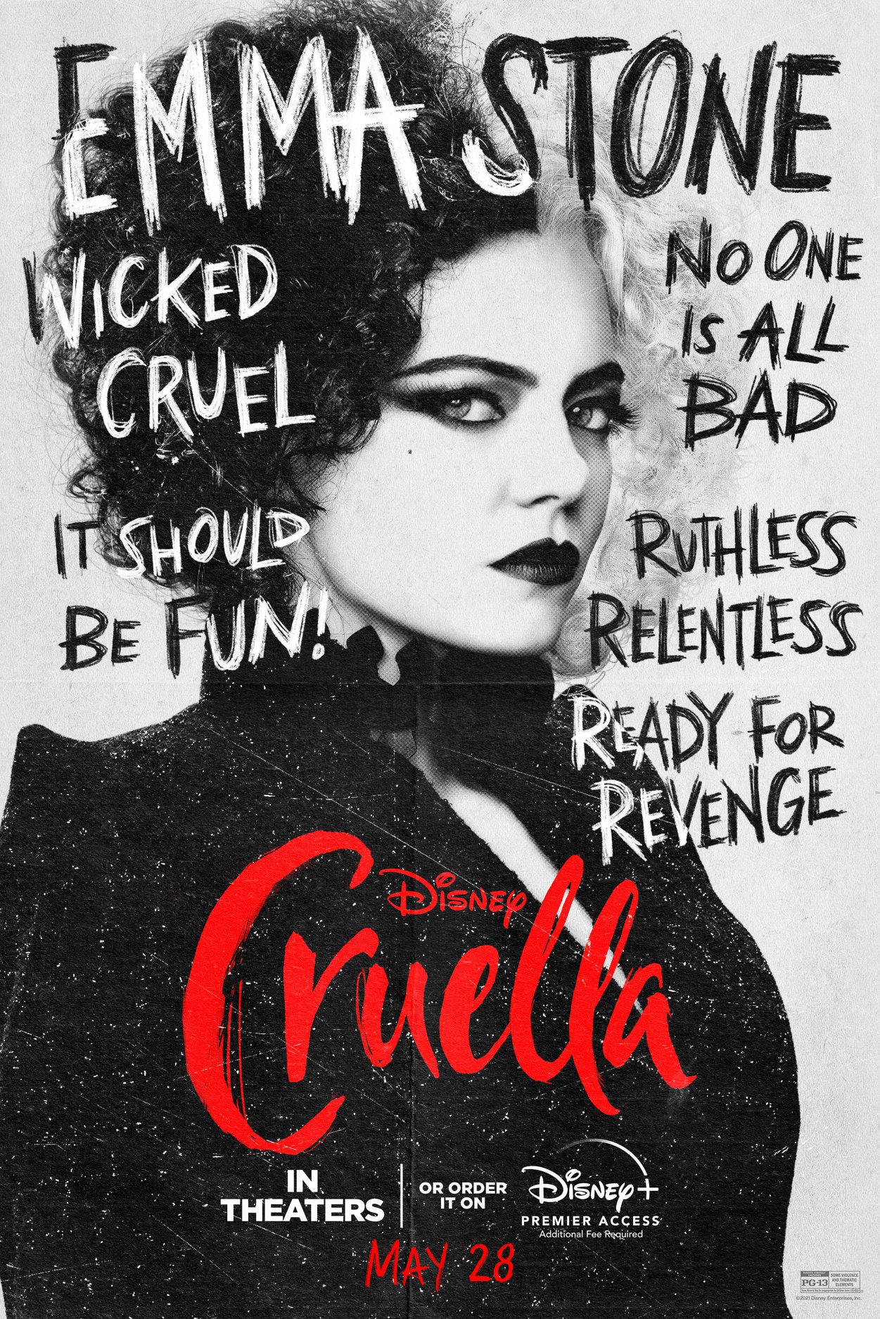 2021 Movie Cruella Estella Emma Stone Black Trench Coat
