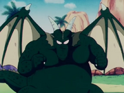 Cymbal confronting Yajirobe and Goku.