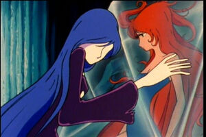 Shadow mourning over her body.