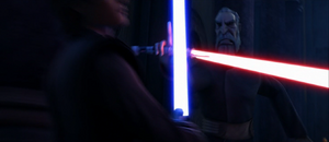 Overwhelmed by Anakin's strength, Dooku attempted to use the Force to stave the Jedi off.