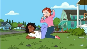 Jane and Donna fighting.