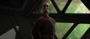 Dooku turns and sees Opress bring in King Katuunko's corpse.