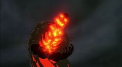 Hexxus's final form, wreathed in flames.