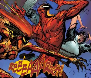 Andrea Benton (Earth-616), Patricia Robertson (Earth-616), Scream (Klyntar) (Earth-616), and Cletus Kasady (Earth-616) from Absolute CarnageScream Vol 1 3 0002
