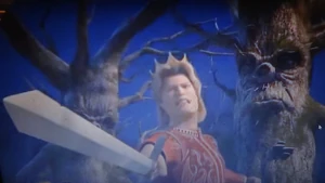 Prince Charming wielding his sword.