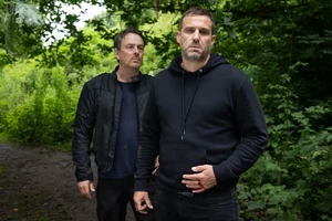 Warren Fox in his final showdown with Dave Williams, also known as the gangland villain called "Blue".