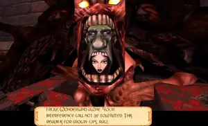 Queen of Hearts threating Alice before their battle.