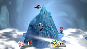 The Condor flying around the Ice Climbers' iceberg in their Final Smash in Super Smash Bros. Ultimate.