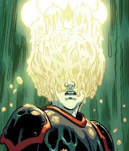 Hades with his head on fire as seen in the New 52 comics.