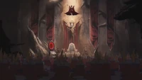 The undead army watched as Necrafa flies down to them.