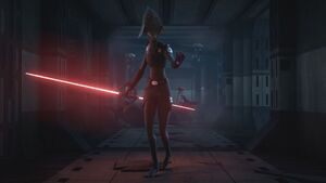 Seventh Sister in the hallways of the abandoned Republic Medical Station.