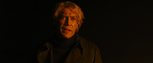 Silva confronts Bond on a frozen lake as he tries to reach M.