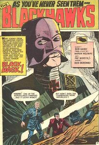 Black Mask from Earth-One (Jack Hawk), enemy of the Blackhawk Squadron.