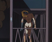 Randa getting killed by an elevator