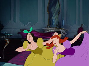 Anastasia and Drizella bowing to the Grand Duke.