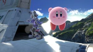 Wolf along with Kirby in Super Smash Bros. Ultimate.