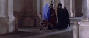 Later, as Maul, Nute Gunray, and Rune Haako reported their findings to Darth Sidious, the Dark Lord suggested that Amidala was becoming "too aggressive," but he also feigned surprise at her "foolishness" in allying with the primitives of the swamps