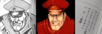 Washizaki (left), M. Bison profile picture from original SF2 release (middle) and SF2 design documents where "Vega" (I.E. M. Bison/Dictator) is called Washizaki (right).