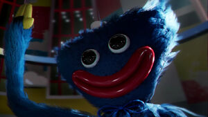 Huggy Wuggy's normal facial expression.