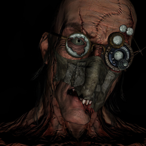 Closeup of Trager with mask