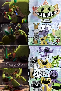 Pianosaurus accidentally killing some Nightmare Critters while dancing.