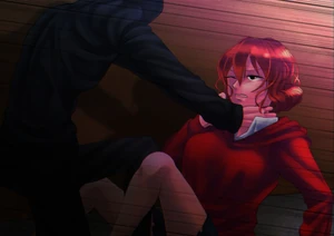 Akari being attacked by Sumikazu Yasuoka.